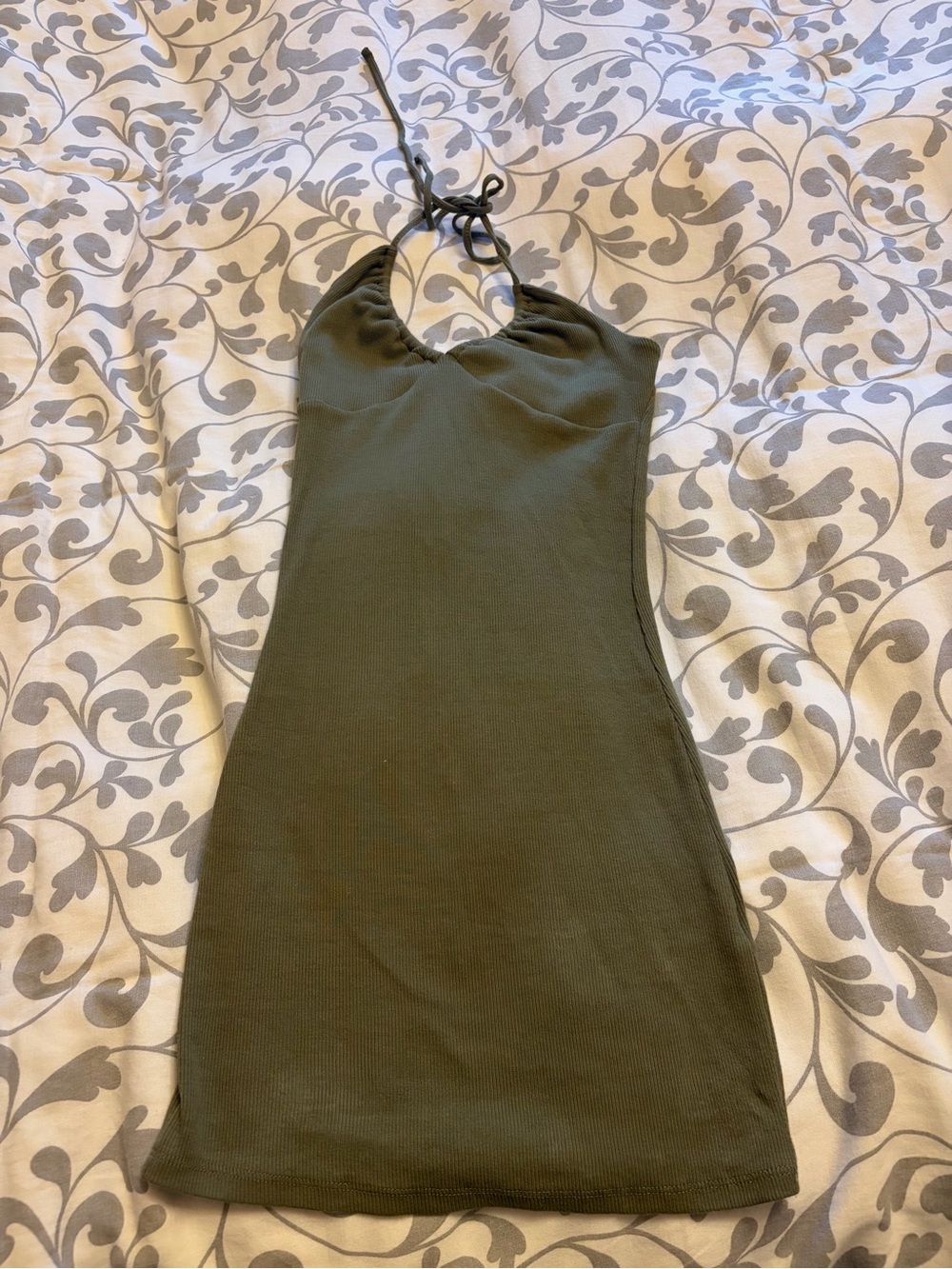 Garage Halter Mini Dress in Olive Green